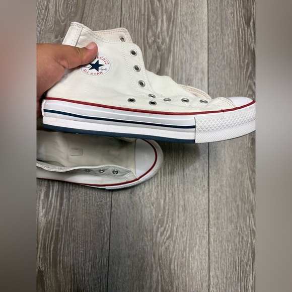 Converse White High-Tops with Red and Blue Stripes - Picture 11 of 11